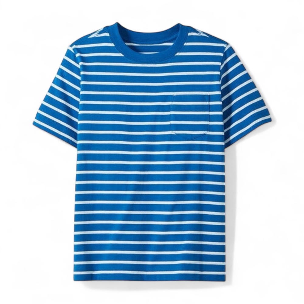 Hanna Andersson Bright Blue Stripe Pima Cotton Pocket Tee Size 10